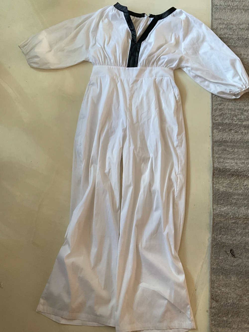 New York & Company White Jumpsuit with Black Trim